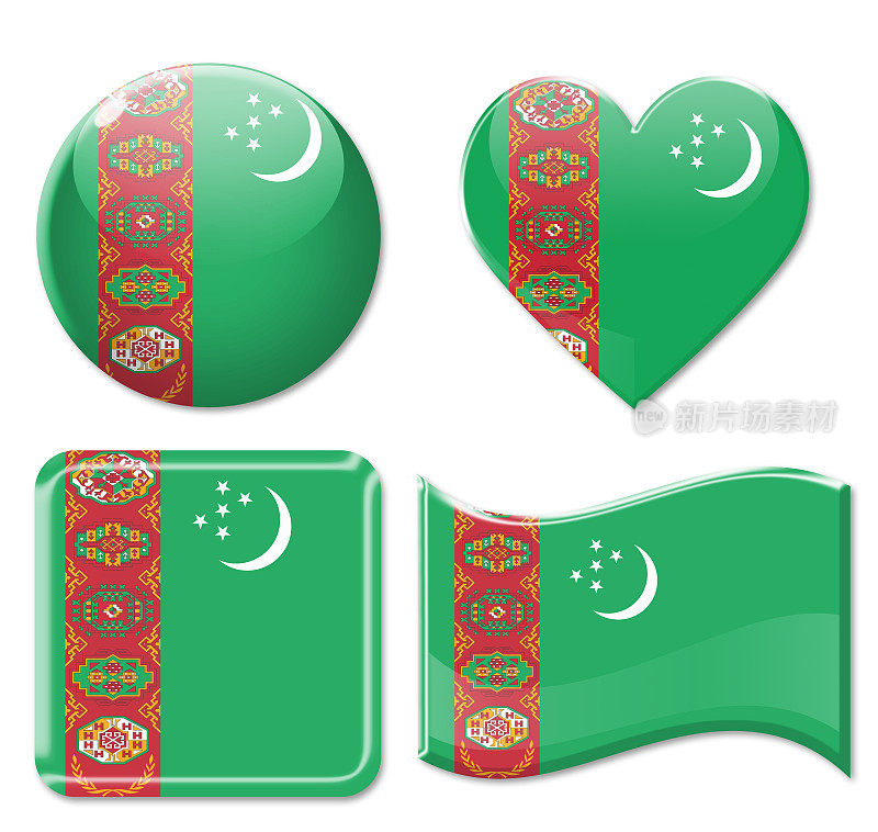 土库曼斯坦国旗和图标设置