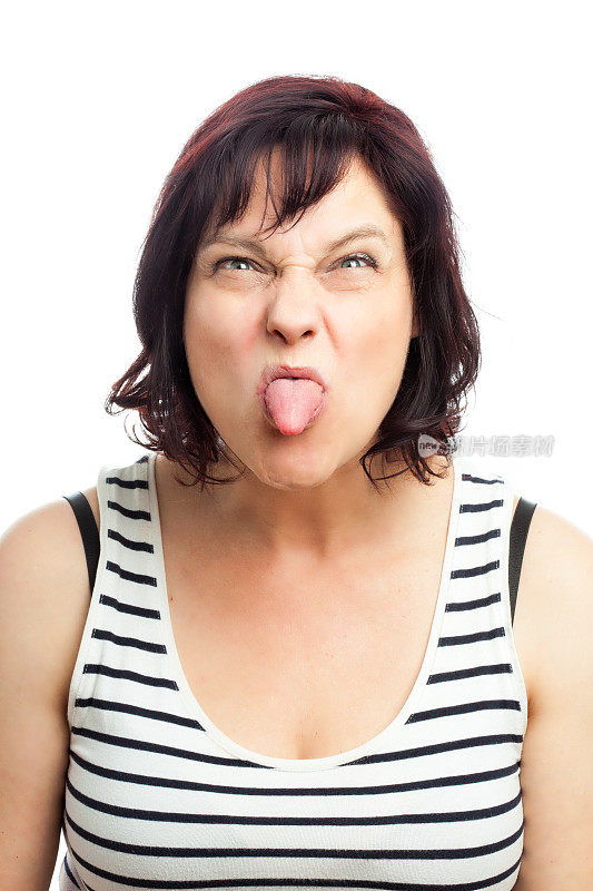 43岁的女人-表达-伸出舌头