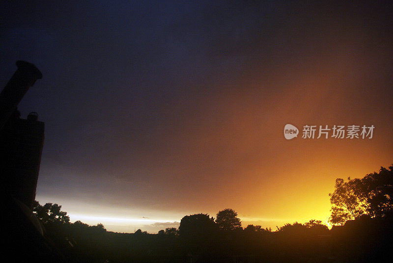 暴风雨后的强烈日落