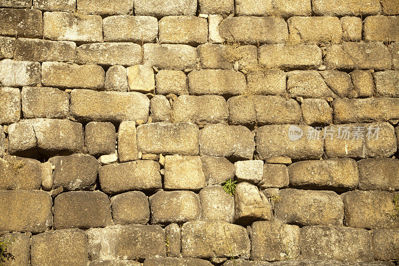西班牙加利西亚的欧伦塞，里巴达维亚古塔石墙的细节。