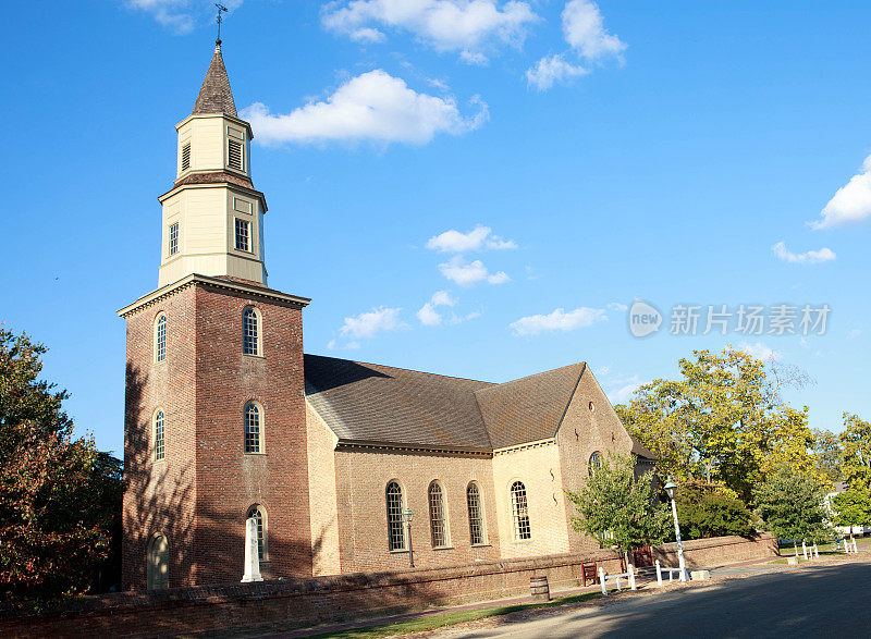 历史悠久的威廉斯堡，弗吉尼亚教堂
