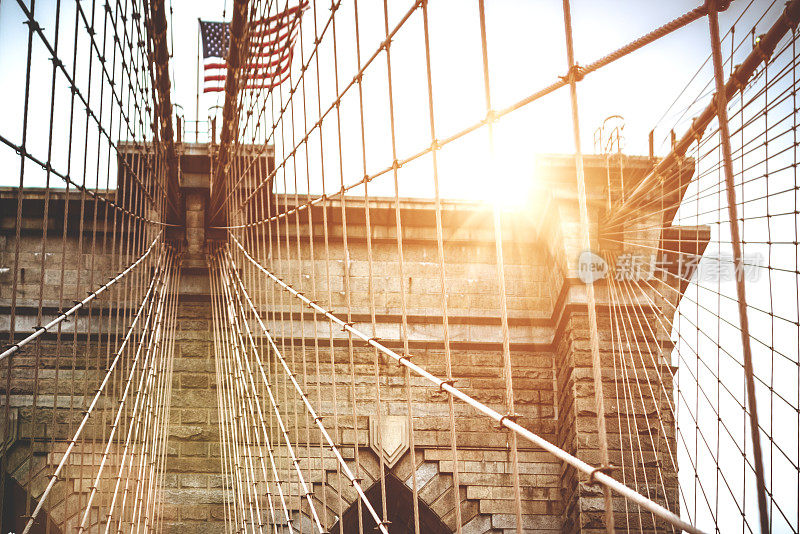 纽约曼哈顿布鲁克林大桥的建筑