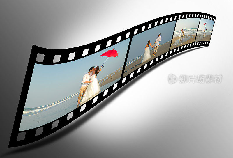 3D电影带-婚礼的概念