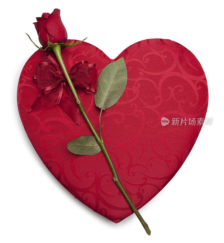 红玫瑰和心形盒子