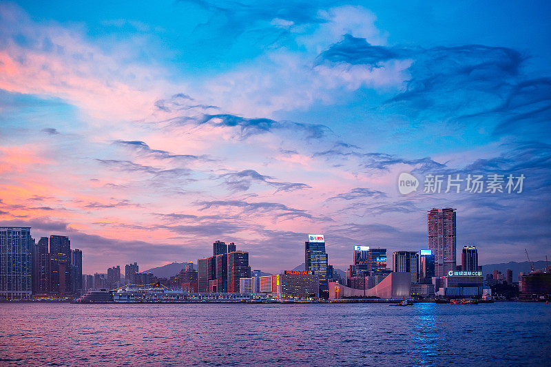 香港城市景观白天和夜晚