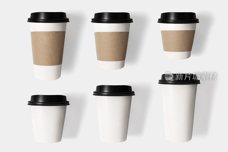 设计概念模型咖啡杯设置在孤立