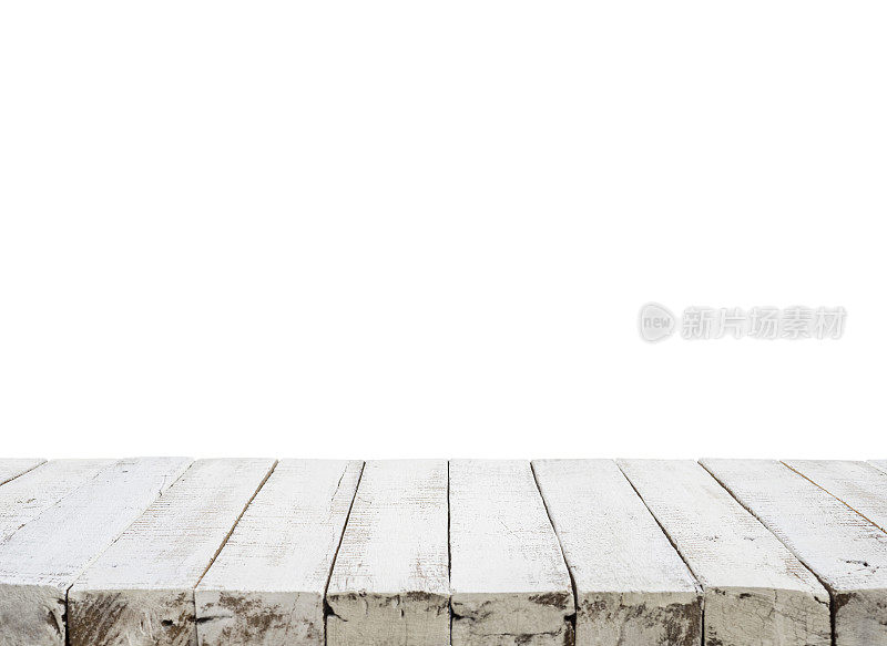 美丽的白色木质纹理桌子的背景。