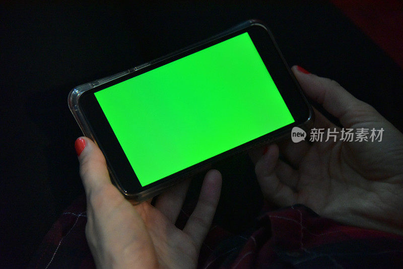 智能手机绿色色度键特写