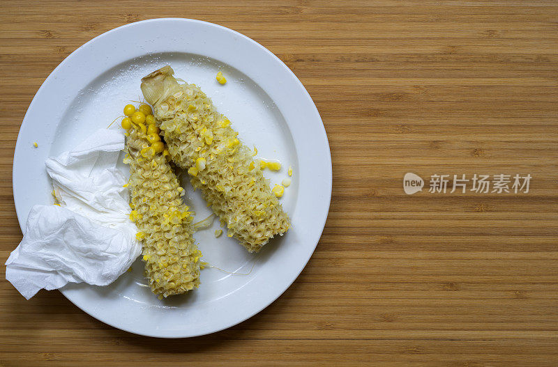 用白盘子吃玉米