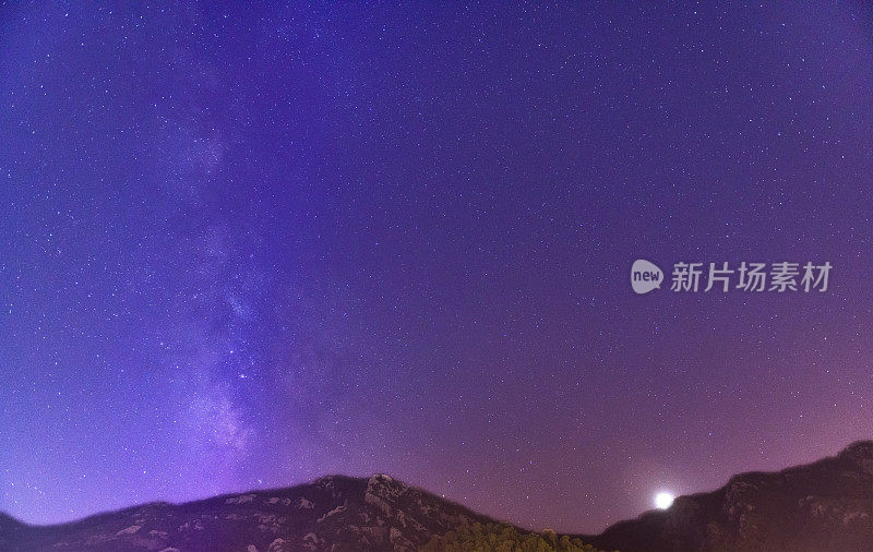 夜间的山脉与银河系