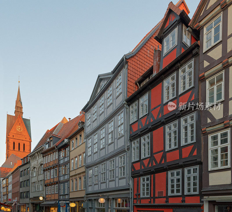 汉诺威市场，教堂和老城区的住宅建筑