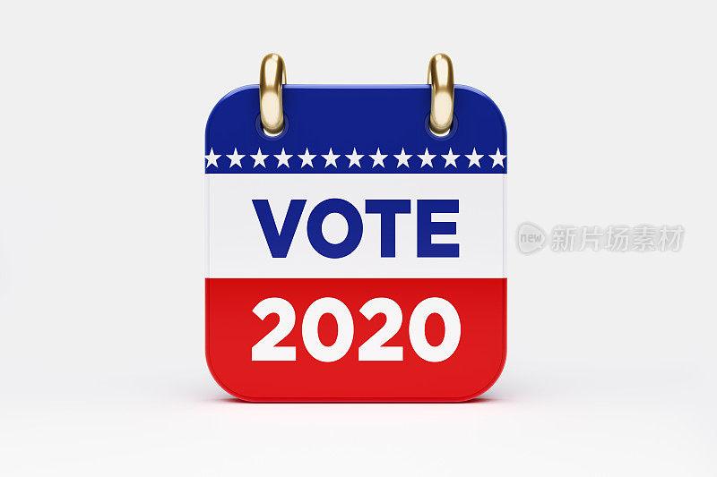 投票2020日历图标坐在白色的背景