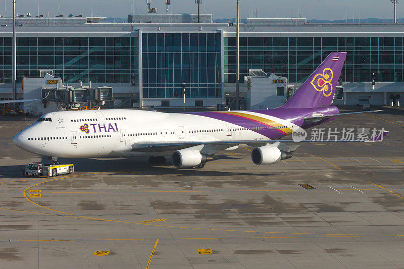 泰国航空公司的波音747飞机在慕尼黑机场