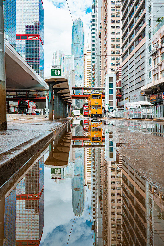 中环缆车道上的香港街景