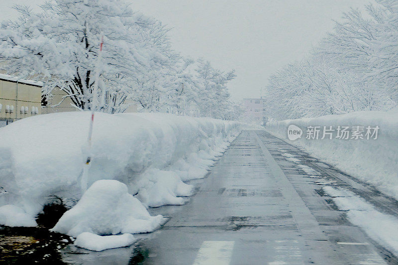 大街上的大雪一堆堆