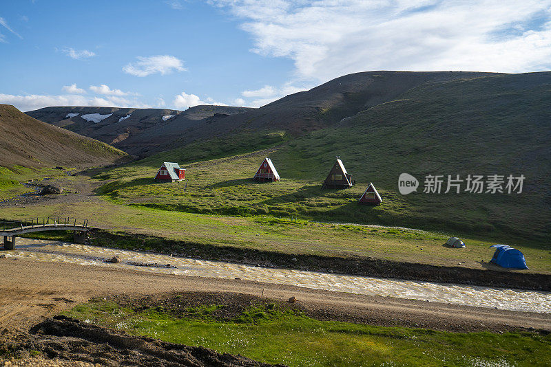 冰岛Kerlingarfjoll高地露营地的平房