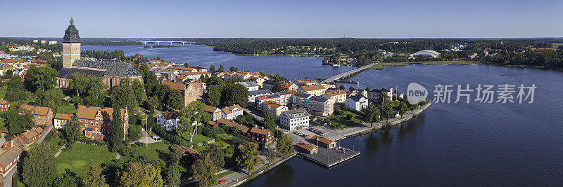 Strängnäs和Mälaren湖的全景