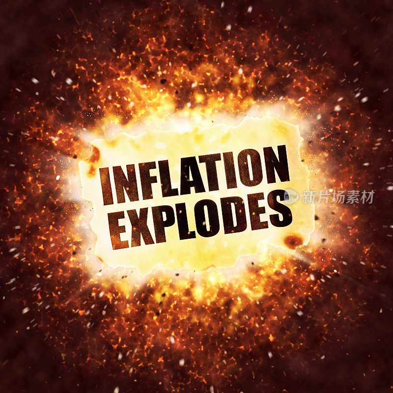 通货膨胀爆发，撕毁的标题从激烈的爆炸中爆发