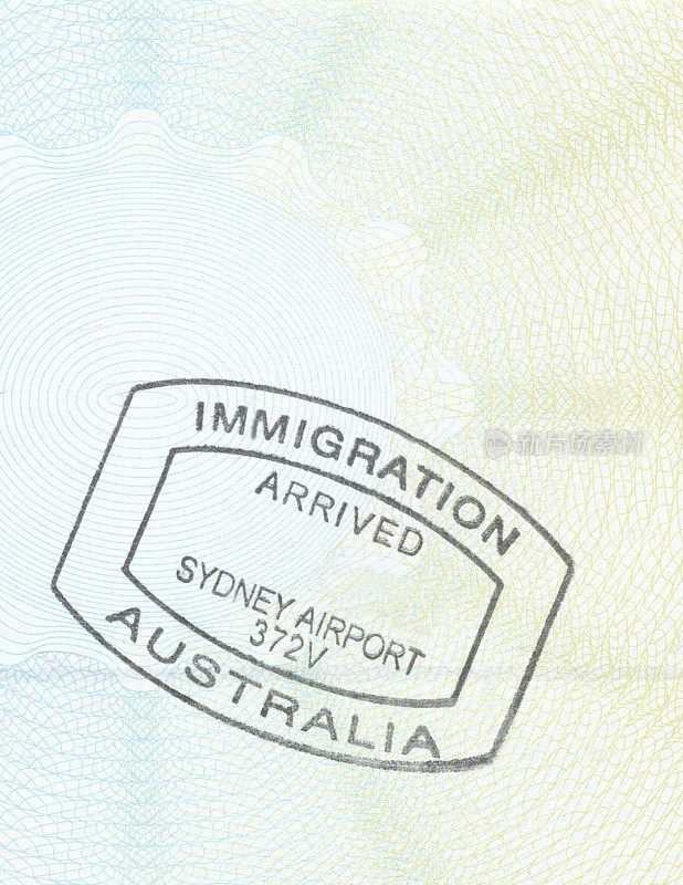澳大利亚悉尼机场护照盖章