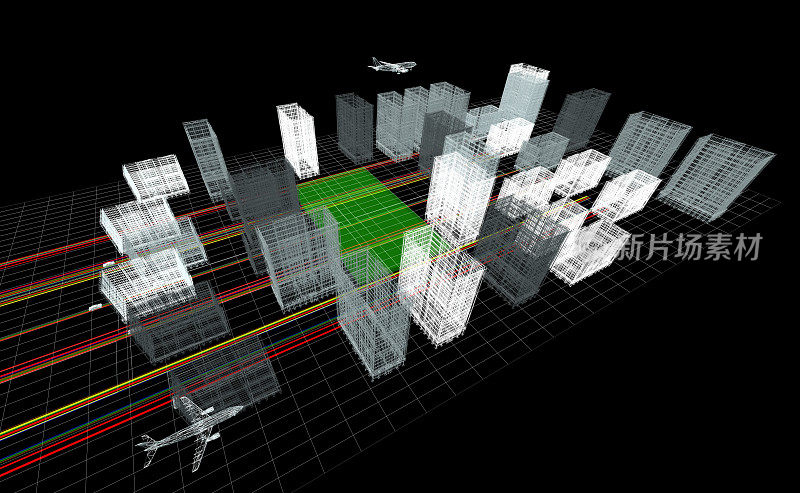 3d线框城市(俯视图)