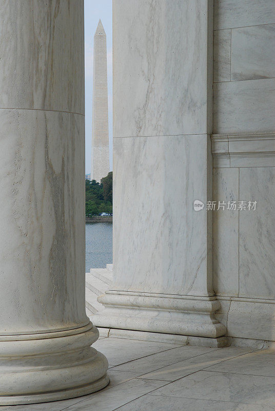 从杰斐逊纪念堂上看到的华盛顿纪念碑