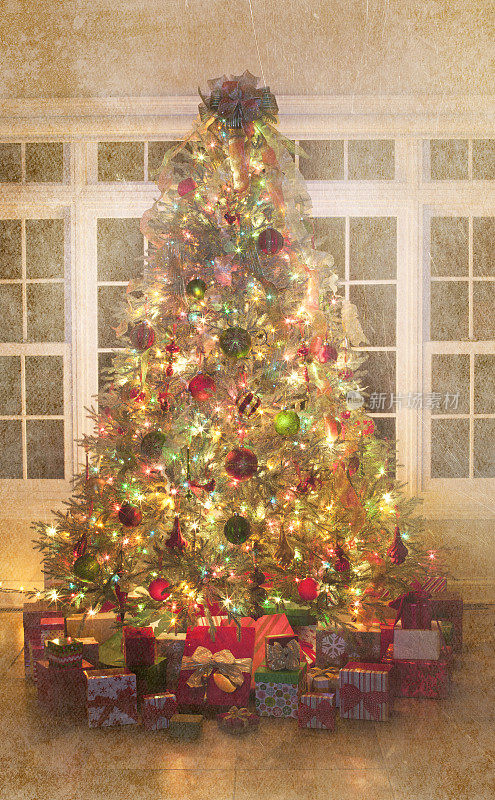 带有Grunge纹理的圣诞树