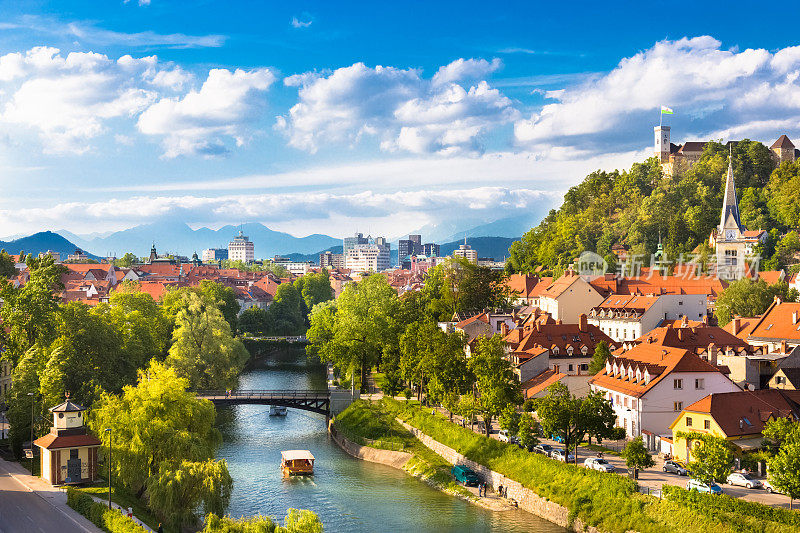 卢布尔雅那全景，斯洛文尼亚，欧洲。