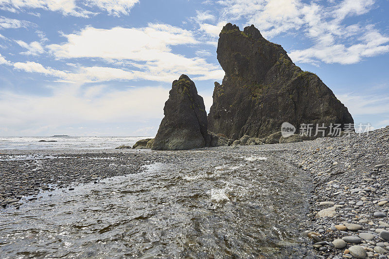 美丽的海滩与河流在华盛顿