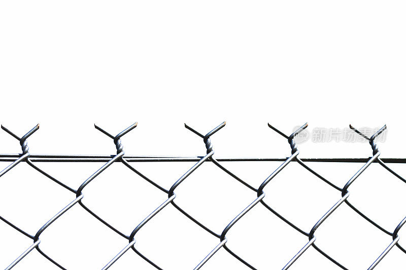 特写链链栅栏，白色背景，复制空间