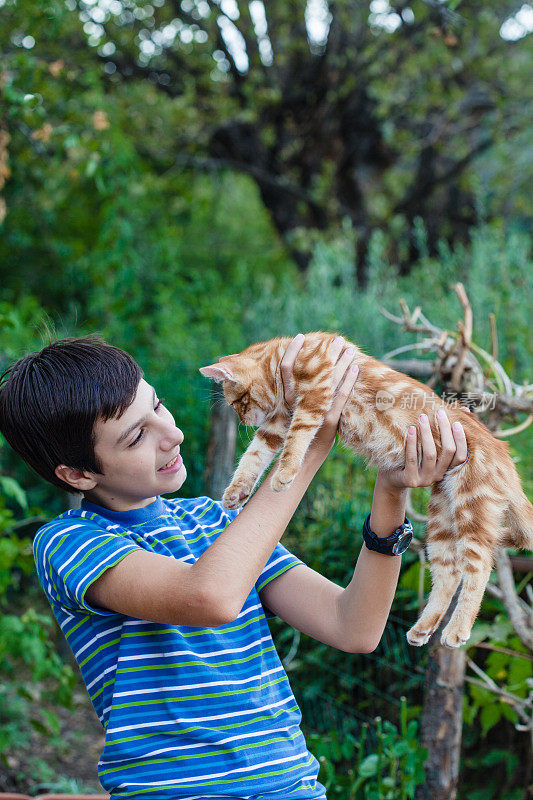 孩子与猫