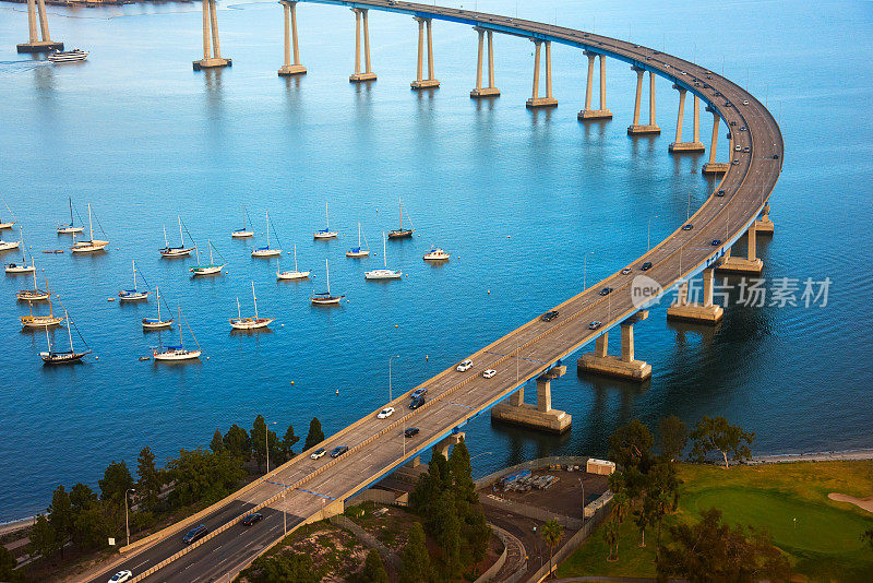 鸟瞰图科罗纳多湾大桥-圣地亚哥