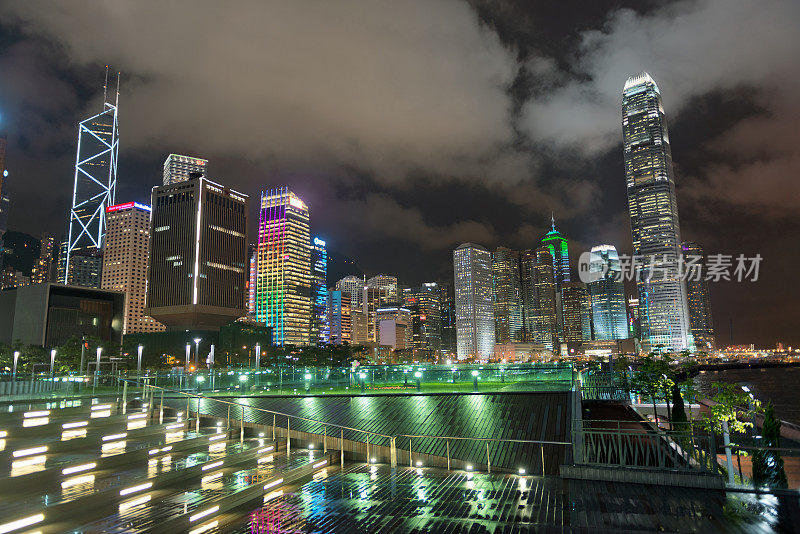 夜晚的香港岛，中国，亚洲