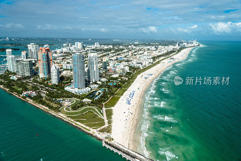 迈阿密海滩码头和南海滩海岸线