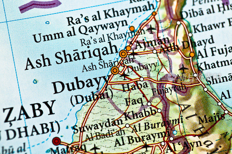 迪拜，阿拉伯联合酋长国地图