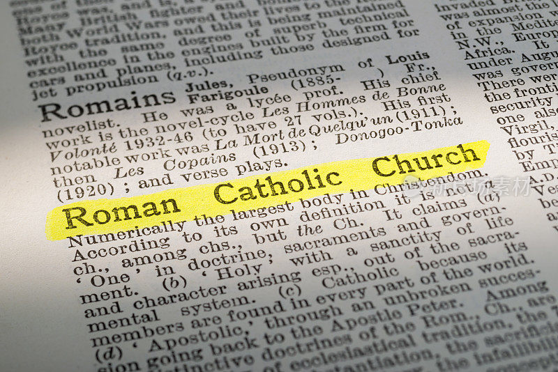罗马天主教-字典定义突出