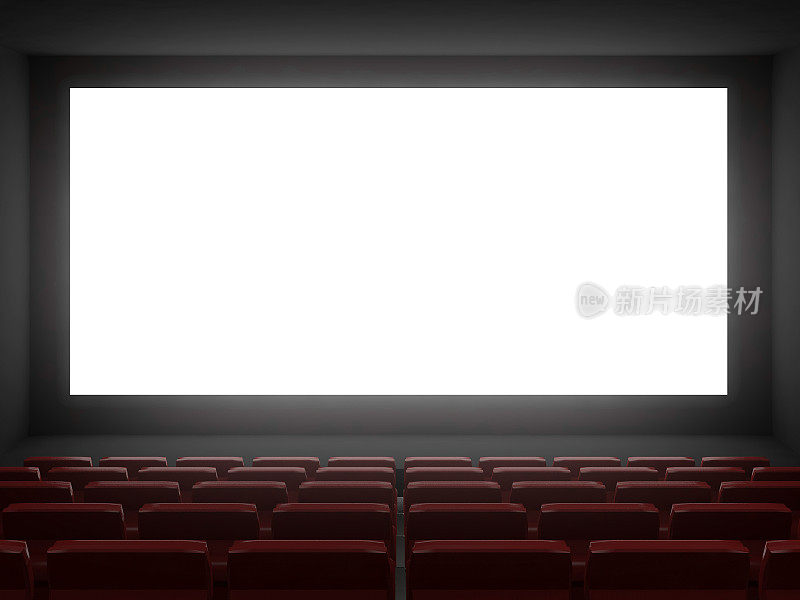 电影院大厅白色屏幕。三维渲染