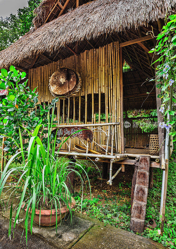 泰国普吉岛丛林中路上的小屋
