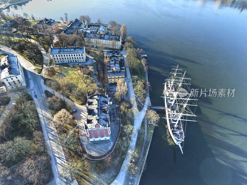 鸟瞰图在斯德哥尔摩的帆船