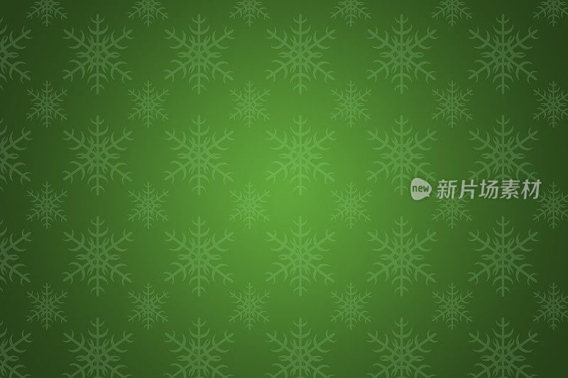 绿色圣诞和新年背景与雪花图案