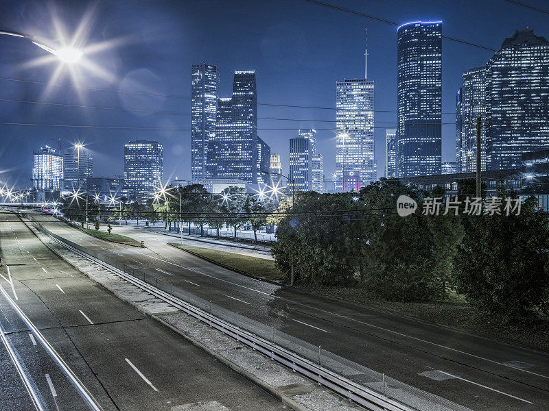 休斯顿市中心的夜景