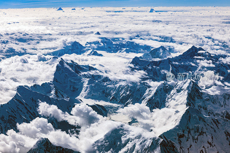 鸟瞰图巴基斯坦山脉，K2，巴基斯坦，喜马拉雅山，中亚