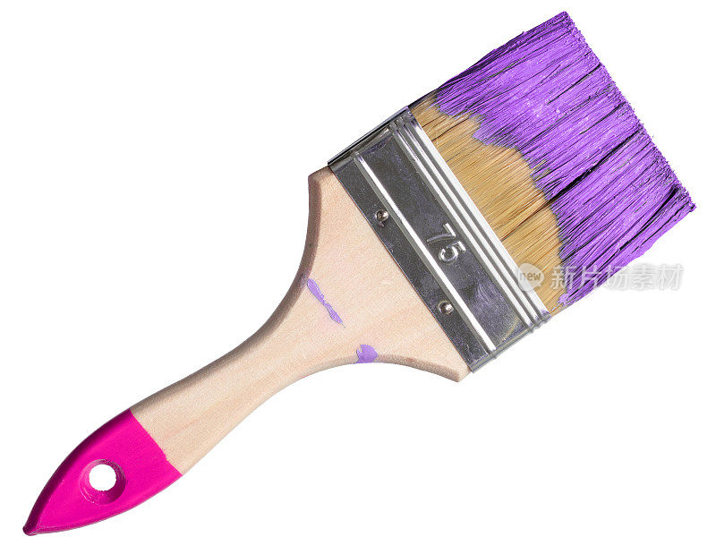 画笔与紫色油漆(隔离在白色)