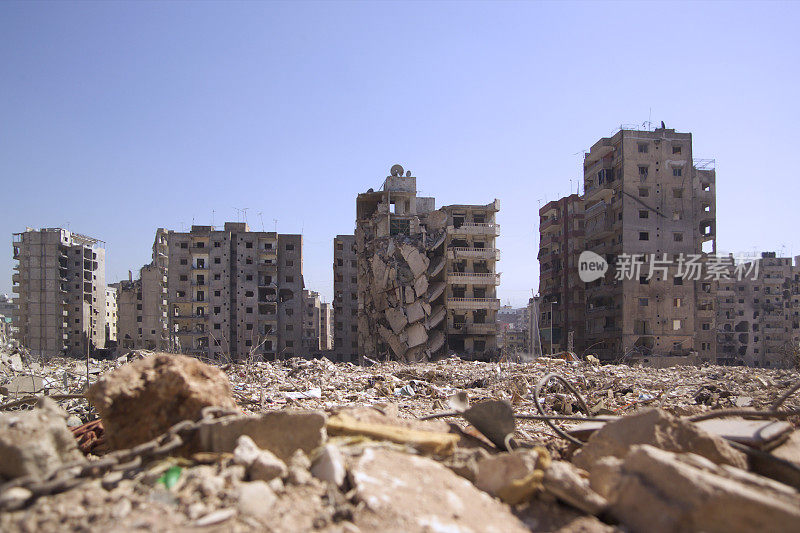 在Dachjer的以色列和黎巴嫩战争中被毁的房屋
