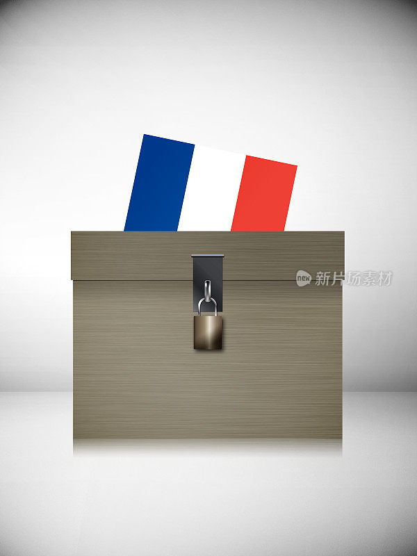 投票箱和法国国旗。选举的概念。