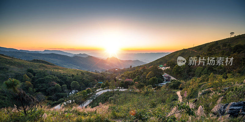 清莱和清迈自然景观，泰国北部日出美景