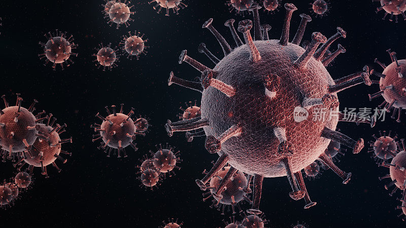 病毒冠状病毒Covid-19拷贝空间红色库存照片