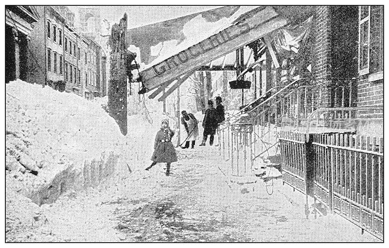 纽约的古董黑白照片:1888年3月的暴风雪
