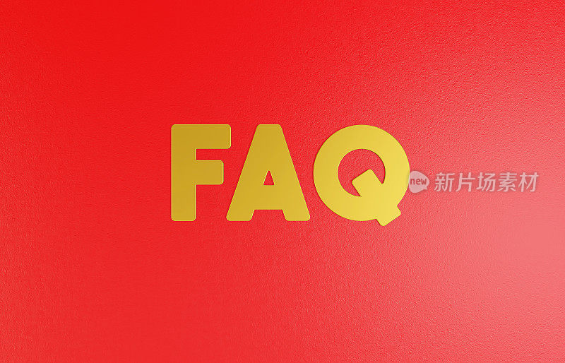 红色背景上的金色FAQ符号。