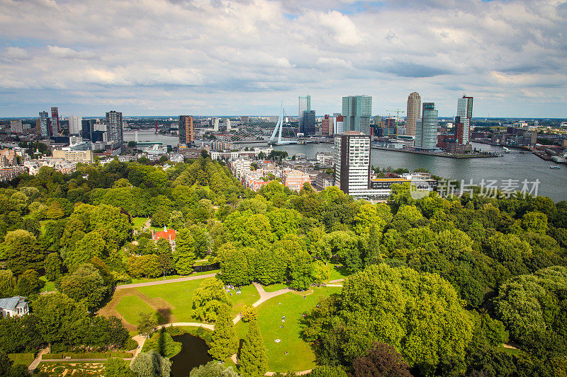 荷兰鹿特丹城市景观鸟瞰城市