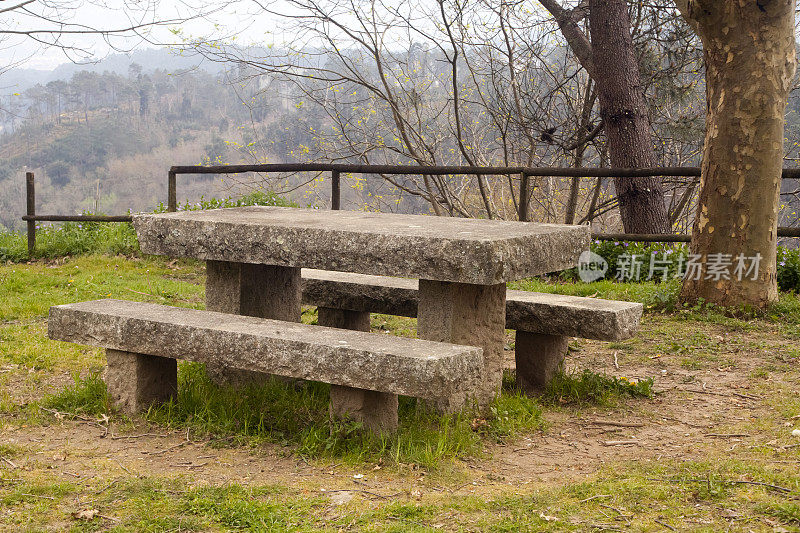 野餐区，观点，加利西亚，西班牙。